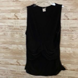 Venus, Black V-neck Sleeveless Top, Size Large